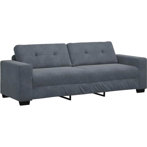 Divano a 3 Posti Sofa Grigio Scuro 220x78x80 cm in Velluto (1/5)
