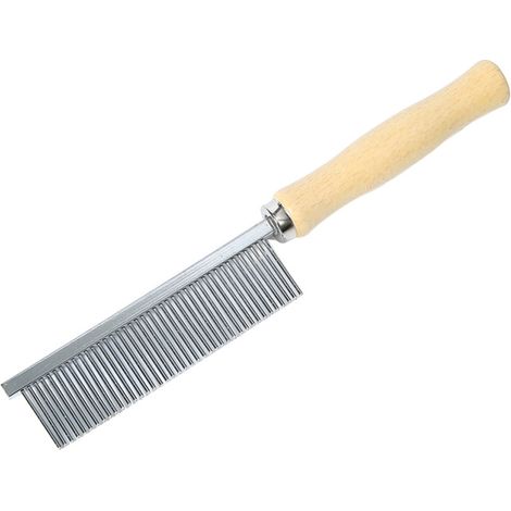 peigne pour animaux de compagnie manche en bois massif (1/5)