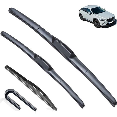 Juego de 3 escobillas limpiaparabrisas delanteras y traseras compatibles con Mazda CX-3 CX3 2014-2023. Escobillas de parabrisas y ventanas de 22", 18 y 10 pulgadas.