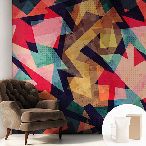 Papier peint intissé décoratif avec colle pour salon chambre et bureau Installation rapide Motif coloré 250x250 cm (1/5)