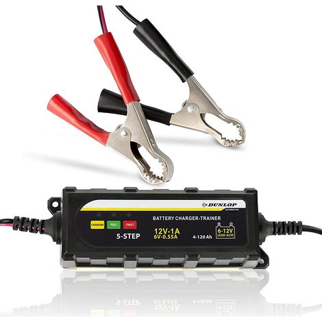 Caricabatterie Mantenitore Batteria Auto Moto Portatile + Cavetti 6V 12V Dunlop (1/5)
