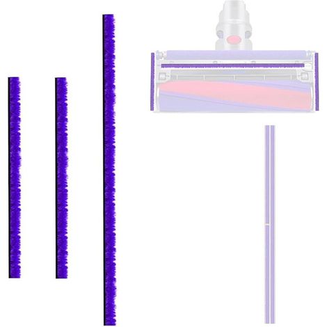 Lot de 3 bandes en peluche pour Dyson V6 V7 V8 V10 V11 V12 V15 DC58 DC59 DC62 DC72 aspirateur, pour Dyson aspirateur brosse électrique bande autocollante bande peluche douce(1 divisé en 3) (1/4)