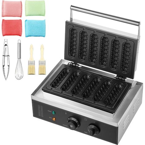 Machine à Gaufres Professionnelle 6 Pièces 1500W, Acier Inoxydable Antiadhésif, Contrôle Température et Temps, Poignée, pour Restaurant et Snack (1/5)