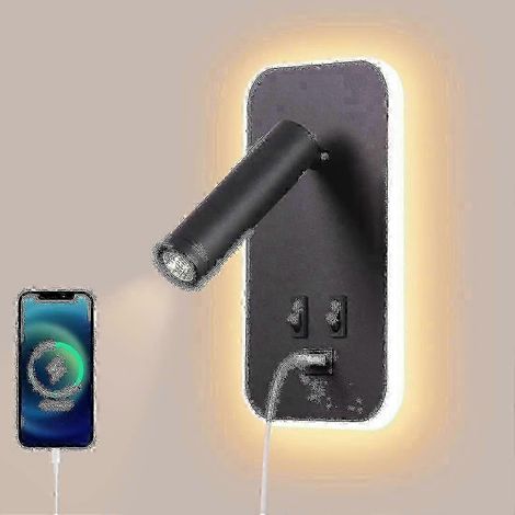 Verstellbare LED-Wandleuchte mit USB-Ladeanschluss für stimmungsvolle Beleuchtung im Schlafzimmer (1/5)