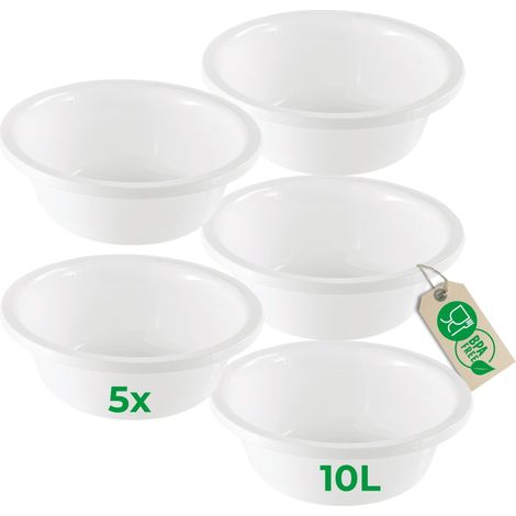 5x Novaliv Plastikschüsseln  5x Spülschüssel Rund Farbe Weiß (1/5)