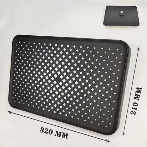 (Plafond noir B) Nouveau pommeau de douche de tête haute pression de 30 cm de large, à effet pluie, avec amplificateur de débit et rotation à 360° pour une économie d'eau optimale. (1/5)