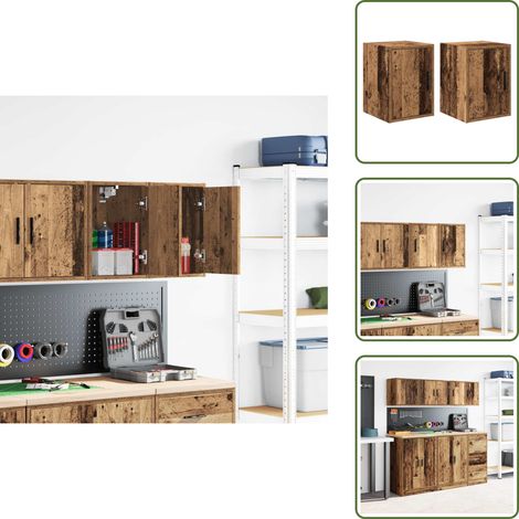 Garagen-Wandschränke 2 Stk. Altholz-Optik Holzwerkstoff - Garagen-Wandschrank - Garagen-Wandschränke - Schrank - Garagen-Lagerschrank (1/5)