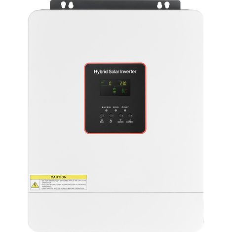 Onduleur hybride solaire 4000W, 24V DC vers 230V AC, pur sinus, chargeur intégré, contrôleur MPPT 120A, WiFi, monophasé, pour batteries plomb/lithium hors-réseau. (1/5)
