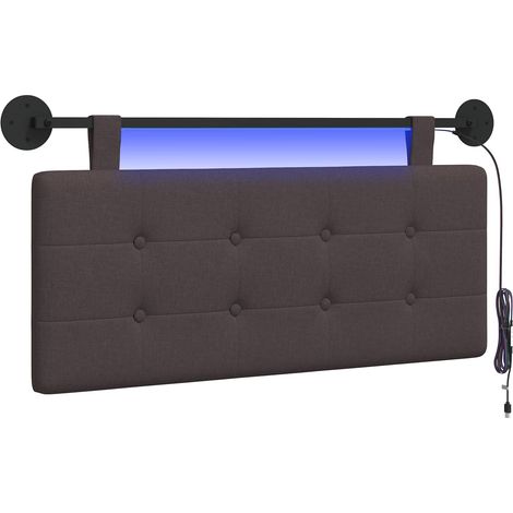 Maison Exclusive - Tête de lit suspendue Avec lumière LED Marron foncé Tissu (1/5)