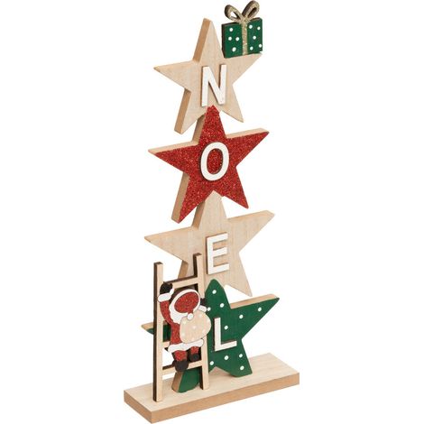 Déco à poser Mot NOËL sur étoiles en Bois H 28 cm - Feeric Christmas (1/2)