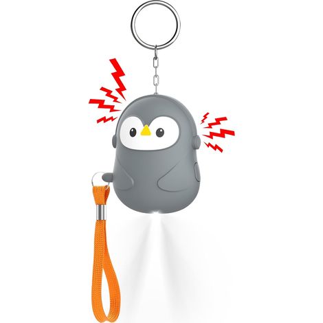 130dB Alarme Personnelle Anti Agression, Manchot Alarme de Poche pour Femmes, Sirène Personnelle d'urgence avec Lumière LED, Porte Clef Alarmes de Sécurité pour Enfants Personnes Agées,Gris foncé