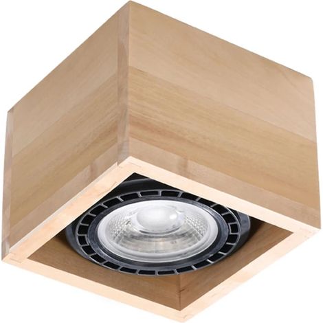 Foco de superficie Eaxa 1 luz, madera natural (1/5)