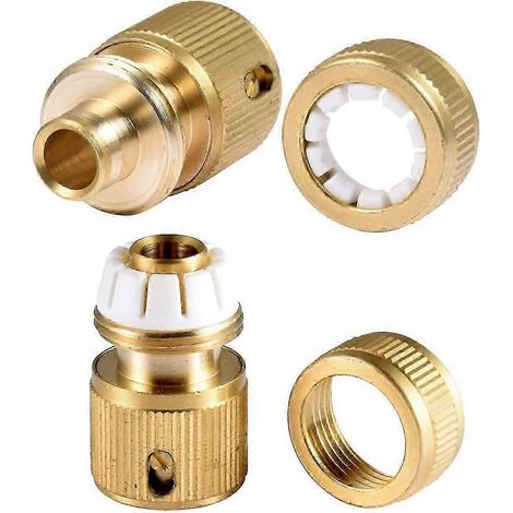 Lot de 4 raccords rapides en laiton pour tuyau d'arrosage 1/2 pouce, compatibles avec les tuyaux d'arrosage et les arroseurs de pelouse.-AquaForge (1/4)