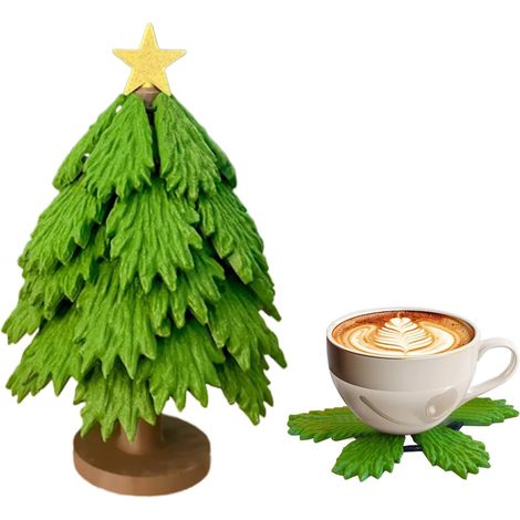 Dessous de verre, forme sapin, isolant thermique (1/5)