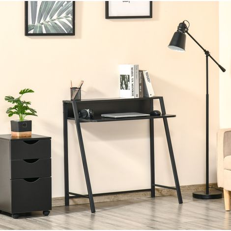 Scrivania da computer con ripiano e passacavi, 84 x 45 x 85 cm, MDF e metallo nero DESVIAE (1/5)