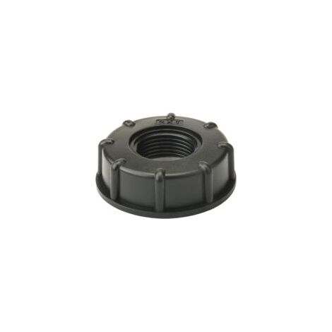 Bouchon S60x6 pour cuve 1000 litres – Gros filetage 60 mm – Connexion étanche pour accessoires de tuyau 1 pouce – Plastique noir avec joint PE