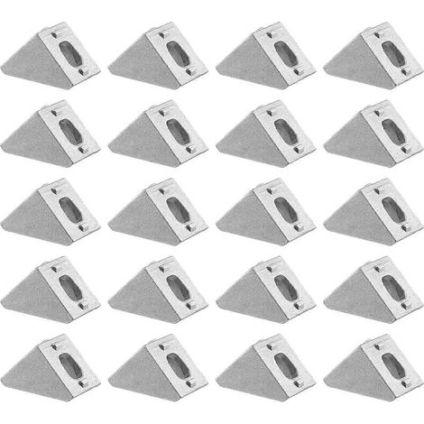 20 pièces 2020 Équerre de fixation d'angle en aluminium 20 x 20 L Connecteur Support de fixation Compatible avec l'industrie 2020 (1/4)