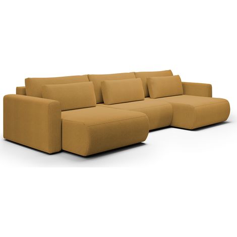 U-Sofa 4-sitzig umwandelbar Truhe Evy Gelb