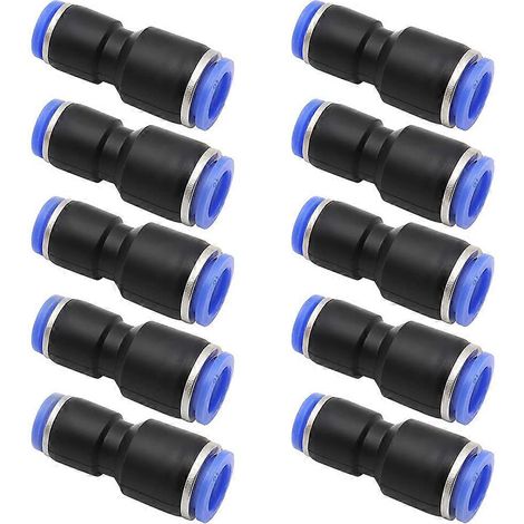 Connecteurs pneumatiques droits 6 mm à 8 mm, lot de 10, connecteurs pneumatiques à pression. (1/5)