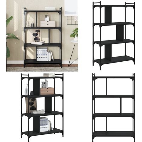 Bibliothèque à 4 niveaux noir 76x32x123 cm bois d'ingénierie - Bibliothèque Murale - Bibliothèque Design - Bibliothèque Industrielle - Étagère Ouverte - Meuble Rangement - Home & Living (1/5)
