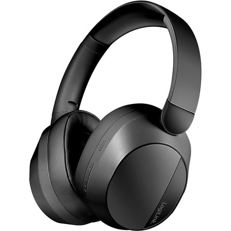 Auriculares plegables negros con bluetooth 6.0, cancelación activa del ruido y micrófono