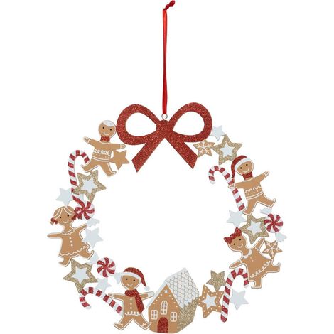 Ghirlanda di pan di zenzero in legno 33 cm - Atmosphera créateur d'intérieur