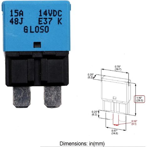 12V CC Disjoncteur de fusible à réinitialisation auto Disjoncteur, 5A 10A 15A 20A 25A 30A, 6pack (1/5)