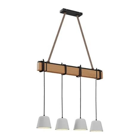 [NEUWERTIG] B-Ware Lucande Hakona Holz-Hängeleuchte 4 Betonschirme Deckenlampe Hängeleuchte Lampe E (1/2)