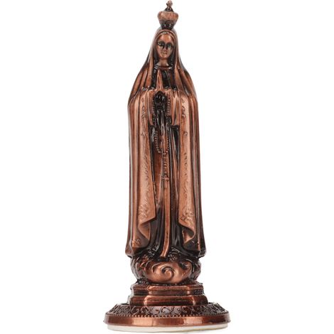 Statuette Vierge Marie en Alliage de Zinc Antidérapante, Résistante et Sans Odeur - Décoration Religieuse Détaillée en Couleur Cuivre Rouge (1/5)