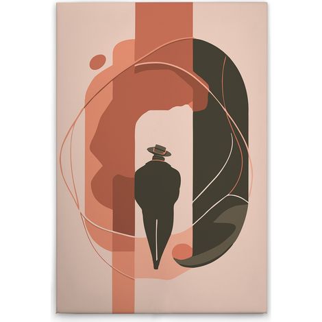Leinwandbild Mann Abstrakt M1-No.51683 - Kunstdruck auf Leinwand in Beige Orange - Wandbild 30 x 45 cm (1/5)