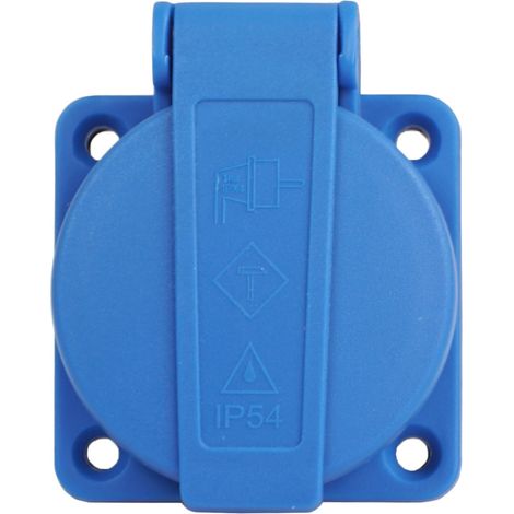 Schuko Einbausteckdose Anbausteckdose 1-Fach 16A 230V IP54 Blau Schraubanschluss