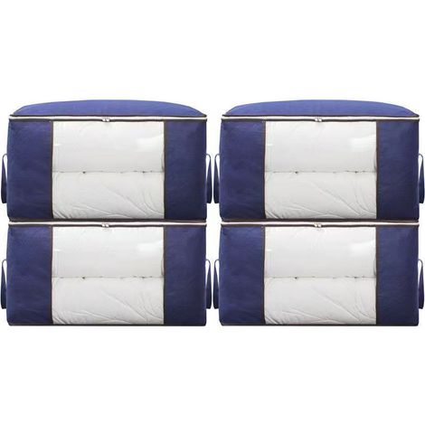 Ahlsen Organizadores Debajo de la Cama Gran Capacidad Manta Nórdica Almohada Juguetes Ropa Chaqueta 60x43x35cm (Marrón) (1/5)