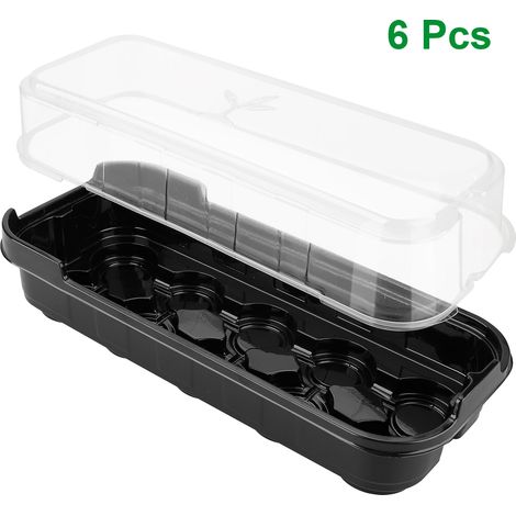Juego de bandejas para semilleros con 10 agujeros, transparentes, reutilizables, 6 piezas, ideales para microvegetales y esquejes. (1/5)