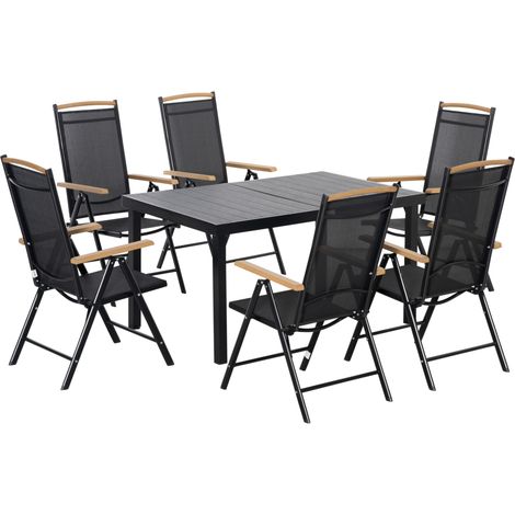 Set da pranzo da giardino pieghevole per 6 persone in alluminio nero MODENUIT (1/5)