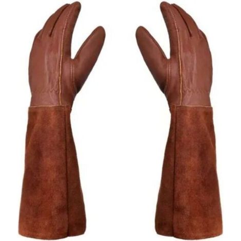 Gants de jardinage unisexes - Paire de Gants de Jardinage - Protection Cuir - Gants de Jardinage pour les épines et Ronces et Gants de Travail--Marron--M (1/4)