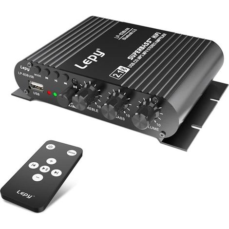 LP-838USB Amplifier Bluetooth 5.0 2.1 3 Channel Super Bass Music Playback Remote Control USB Power Supply 3A (1/5)