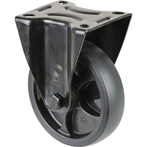 Ruota a botte D.125mm Trgf.120kg Piastra in gomma L104xB80mm Colore nero