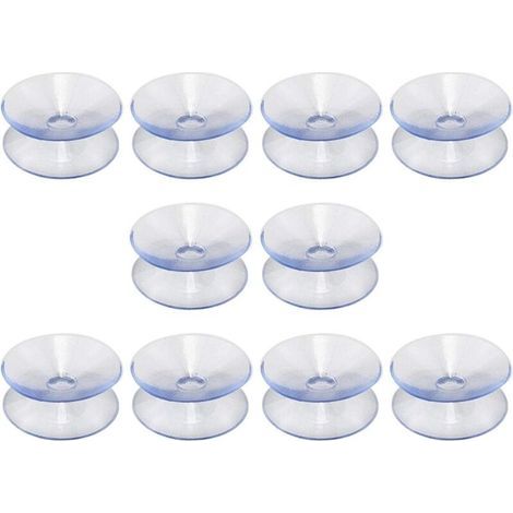 Pack of 10 double-sided silicone rubber suction cups for tabletops - Transparent suction cups without hooks - Compatible with glass tabletops - Size: 35 mm (1/5)