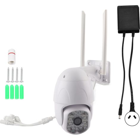 Caméra de surveillance extérieure WiFi 2.5 pouces 1080P, rotation panoramique 355°, inclinaison, IP66 étanche, détection de mouvement, pour maison, prise AU 110-240V (1/5)