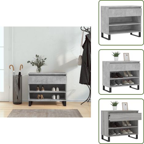 Scarpiera con scomparti - vidaXL Scarpiera Grigio Cemento 70x36x60 cm in Legno Multistrato - Scarpiera per scarpe