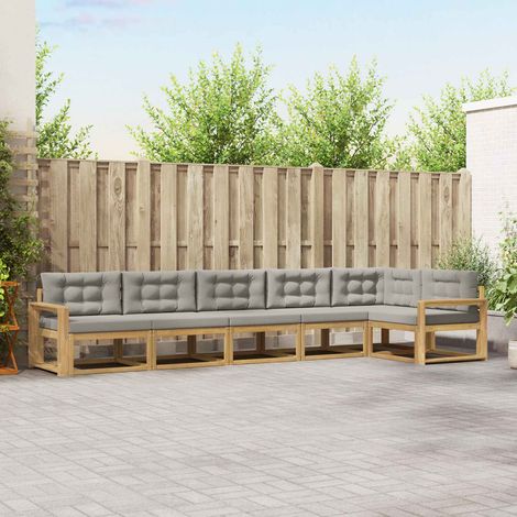 vidaXL Outdoor-Sofagarnitur 4 pcs Weiß und Hellgrau Polyester (1/5)