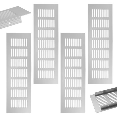 Griglia di ventilazione rettangolare da 4 pezzi, griglia di ventilazione da 300x80 mm, griglia di ventilazione in alluminio da incasso, griglia di ventilazione di grandi dimensioni, per armadi, scarpi (1/5)