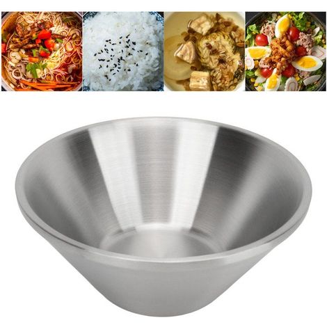 BelleRise - Bol en inox double couche – 304 acier inoxydable – Saladier thermique 18 cm – pour salade, ramen, smoothie (1/5)