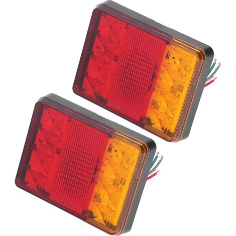 Lot de 2 feux arrière 12V 8 LED avec clignotants et feu stop pour remorque, caravane, pick-up, camping-car et quad. (1/5)