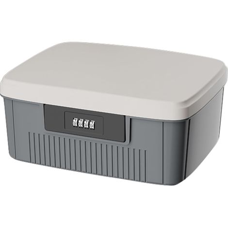 Coffre-fort avec code numérique, boîte de sécurité extérieure, coffre-fort à deux couches, boîte refermable, serrure à combinaison, boîte portative de médecine (gris) (1/5)