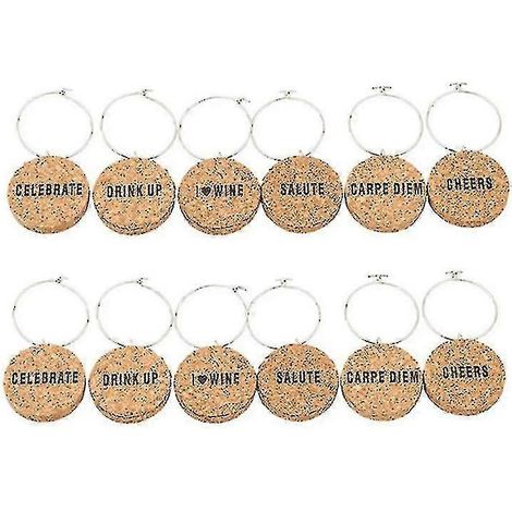 12 marque-verres en liège à faire soi-même, anneaux pour verres à vin avec fil métallique, pour fêtes et vacances (1/5)