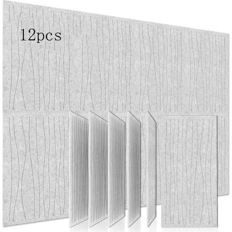 12 panneaux insonorisants tridimensionnels ondulés, 30 x 60 x 0,9 cm, panneau décoratif antibruit, adaptés aux murs, fenêtres et portes, gris argenté (1/5)