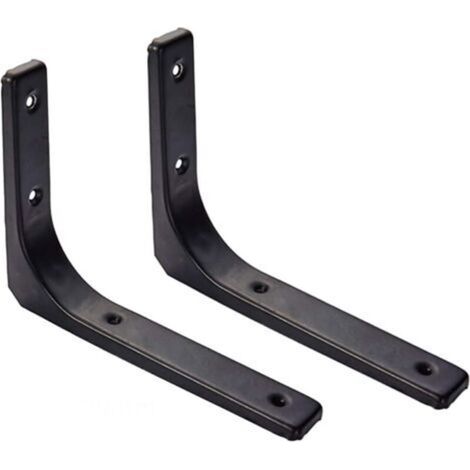 Equerre Etagere Murale, 2PCS Equerre Metal 300mm x 250mm Equerre Charge Lourde Support Etagere Murale Pour Deco Murale Cuisine Industrielle radiateur Montage Mural (le noir)