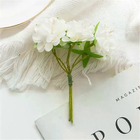 Bouquet de 6 fleurs artificielles pour mariage, fête, Noël, décorations artisanales, couronne, cadeau, scrapbooking, fausse plante (1/4)