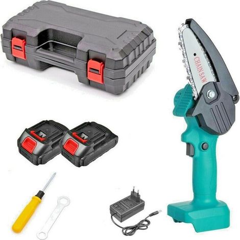 TrAdE Shop Traesio - Mini Elettrosega A Doppia Batteria Motosega Elettrica Tagliarami 4'' 318 - (1/3)